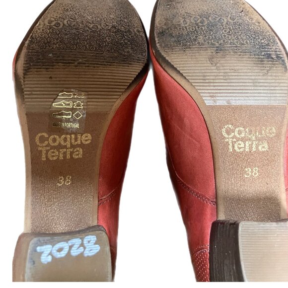 Coque Terra Portugal Anthropologie pink orange lace-up oxfords with heel, 38/7 - Picture 6 of 6